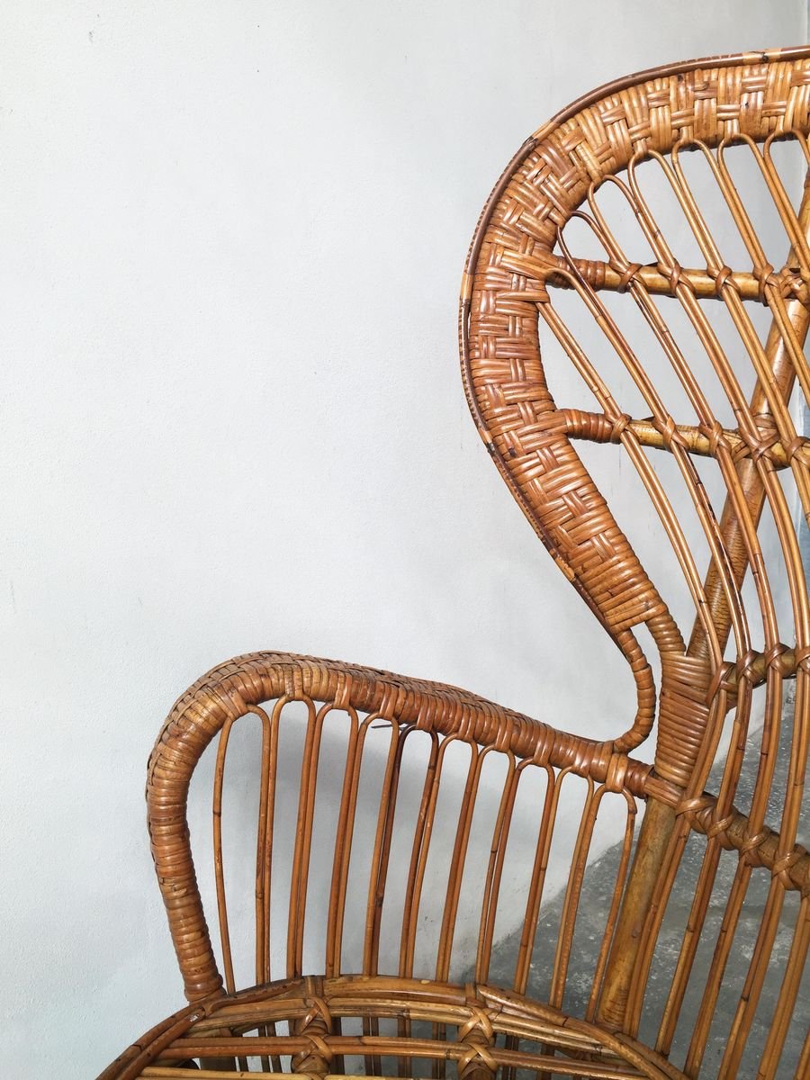 Italienischer MidCentury Conte Biancamano Sessel aus Bambus & Rattan