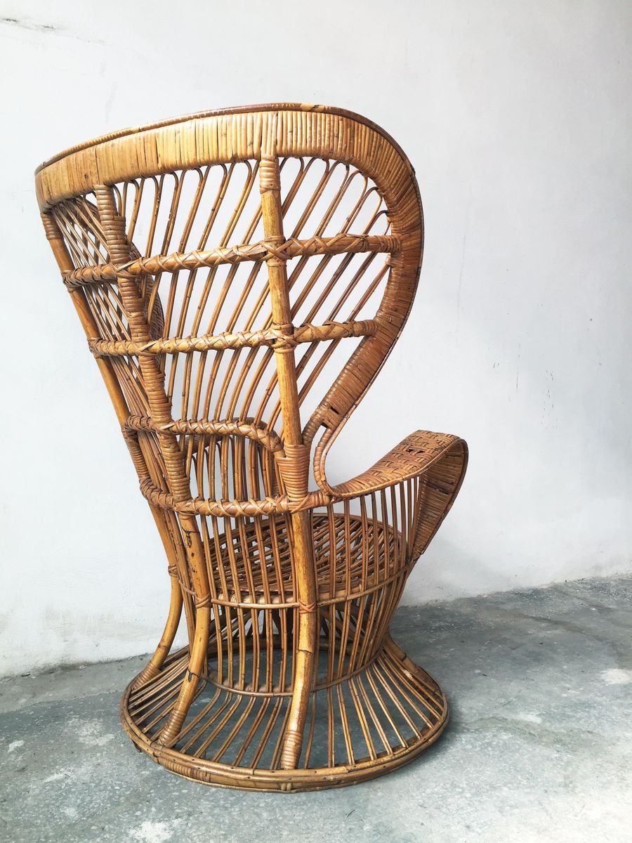 Italienischer MidCentury Conte Biancamano Sessel aus Bambus & Rattan