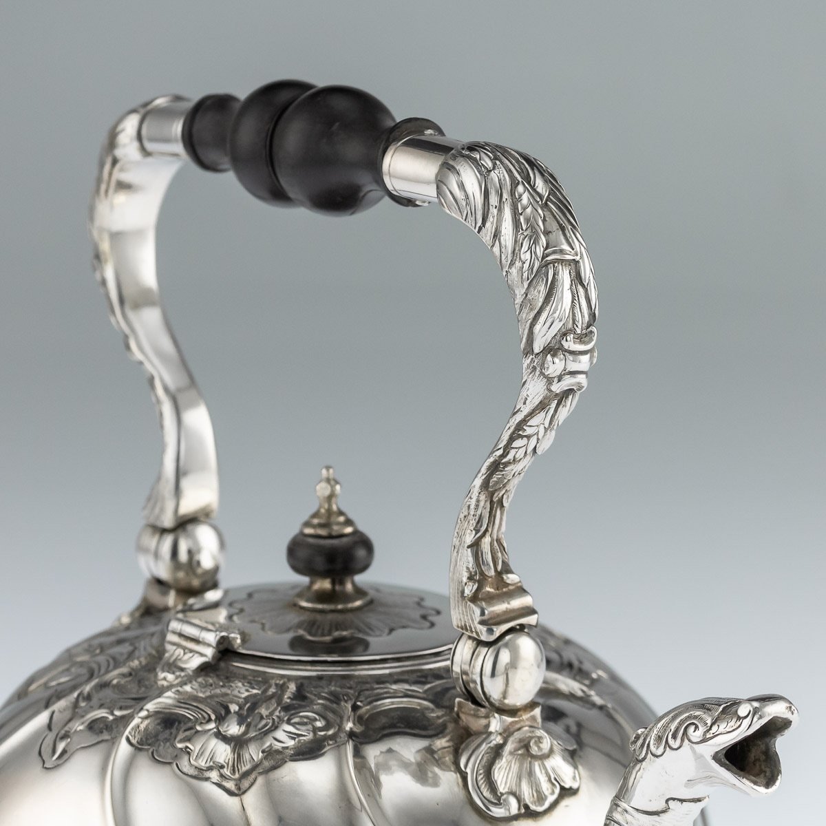 Antique 18th Century Russian Solid Silver Tea Kettle on Stand, 1760s