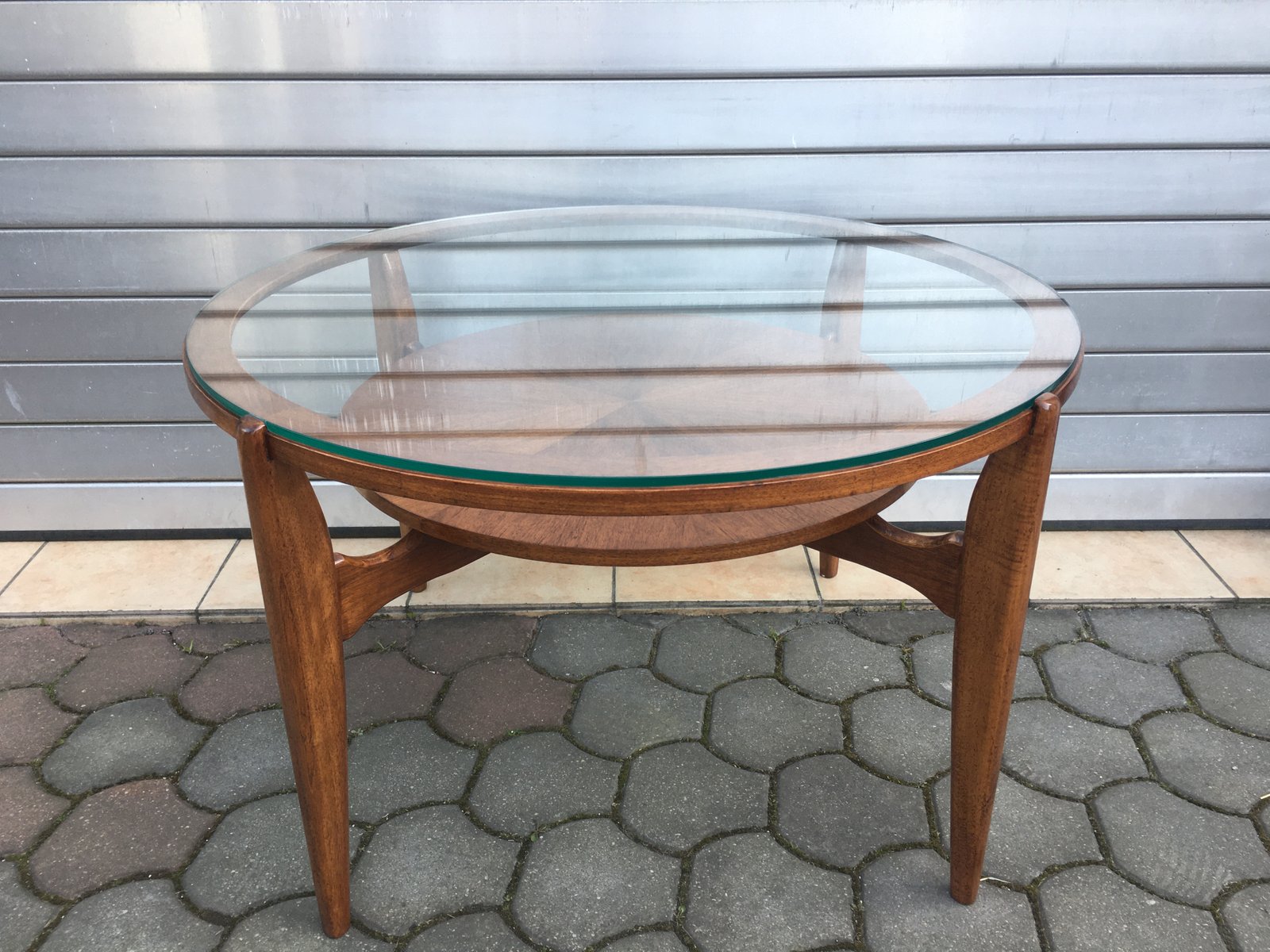 Table Basse Style Art Déco avec Verre, 1950s en vente sur Pamono