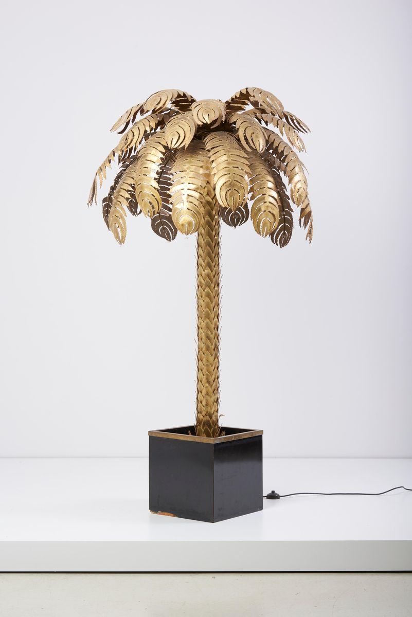 Brass Palm Floor Lamp from Maison Jansen, 1970s for sale at Pamono