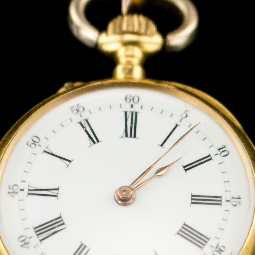 Montre Chatelaine Antique En Or 18k Diamant Grenat Suisse 1870s En Vente Sur Pamono