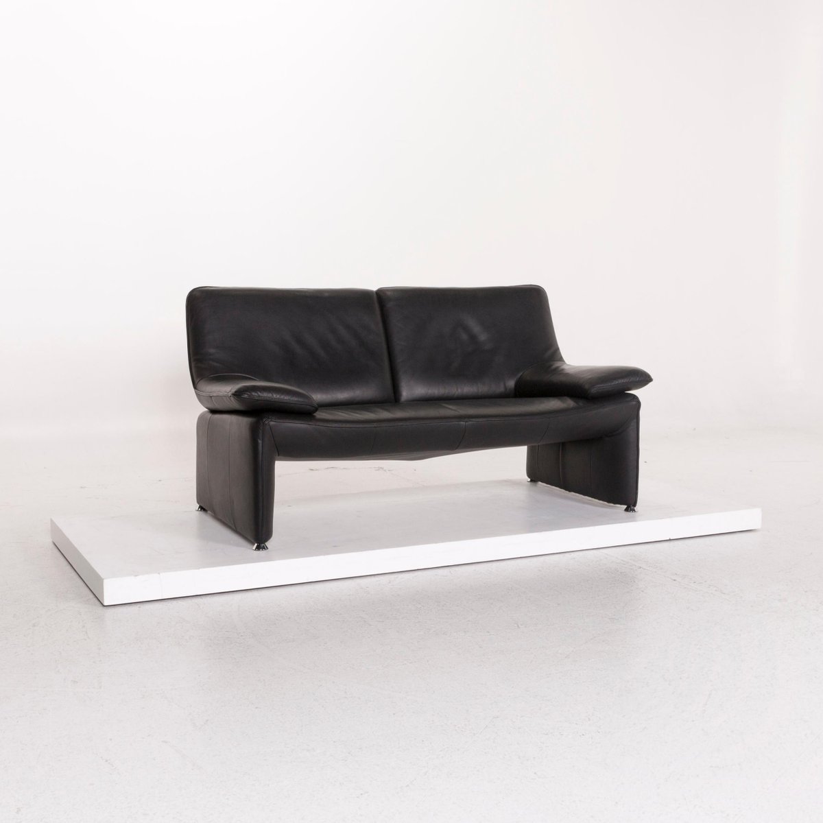 Atlanta Wohnzimmerset aus Schwarzem Leder von Laauser, 3er Set bei