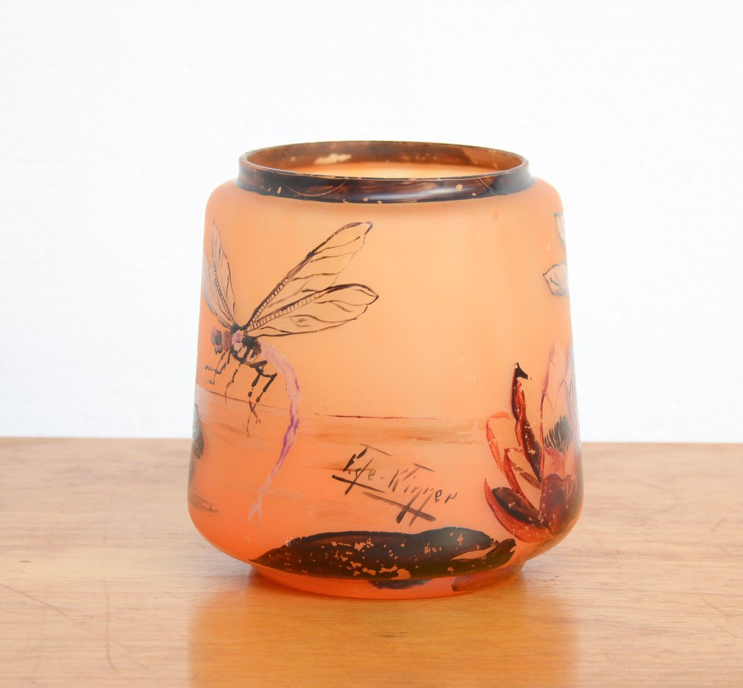 Art Nouveau HandPainted Vase by Victor Winner for sale at Pamono