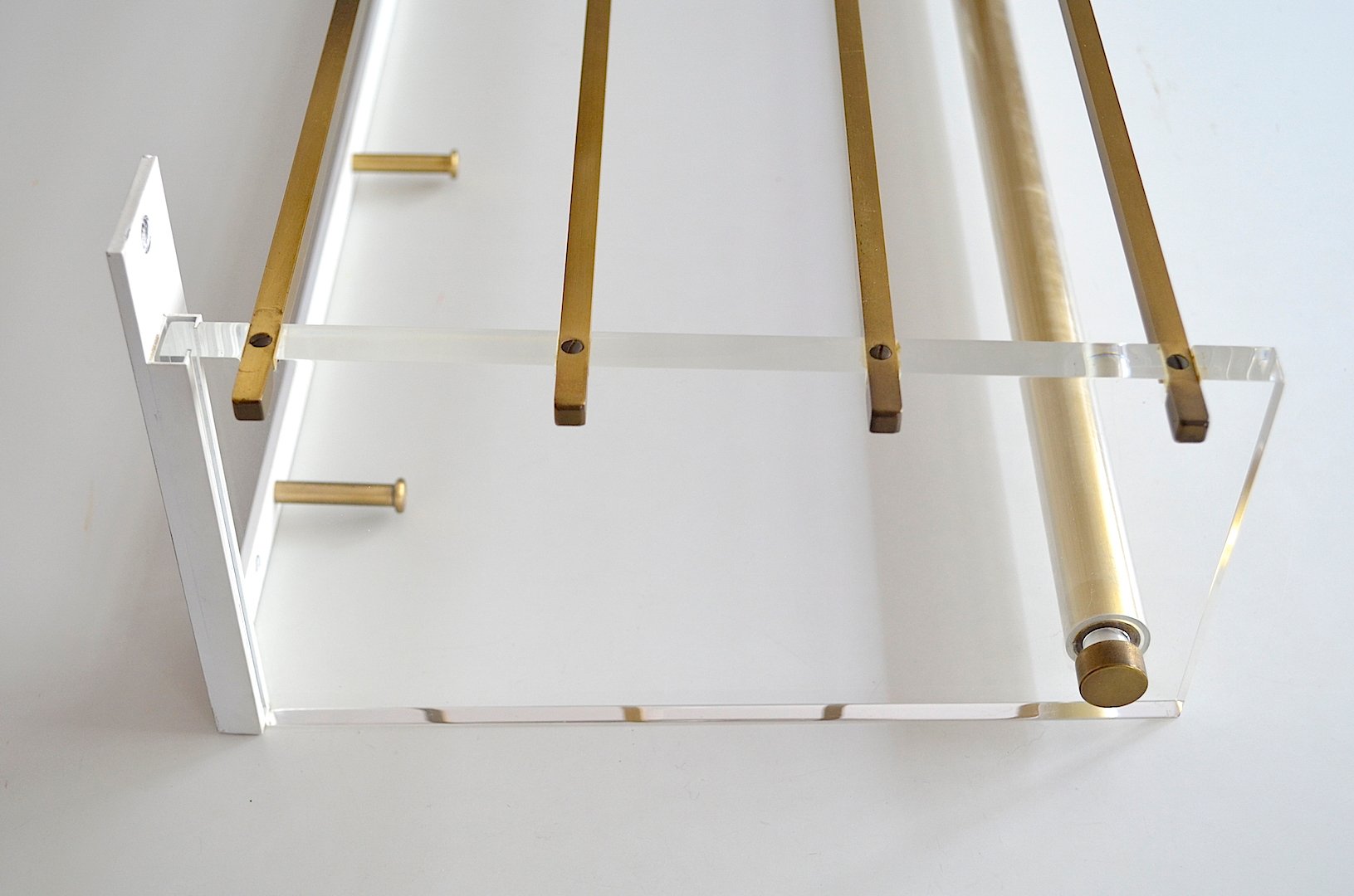 Wall Coat Rack Acrylic Glass and Brass, 1960s for sale at Pamono