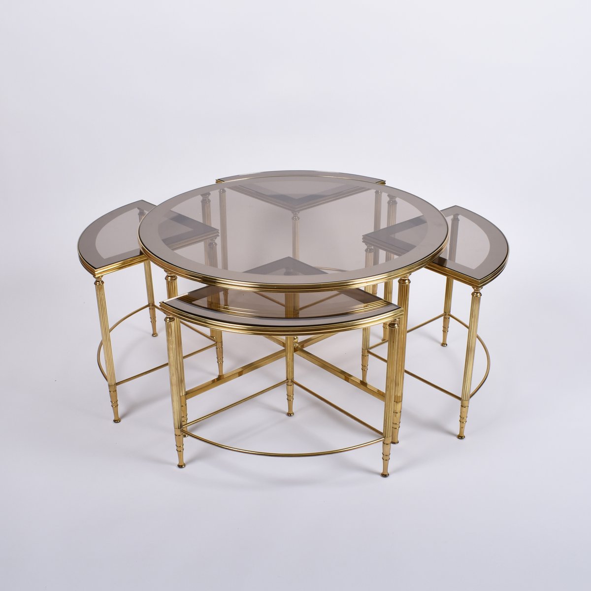 french brass nesting tables from maison jansen 1970s set of 5 OAL-646813