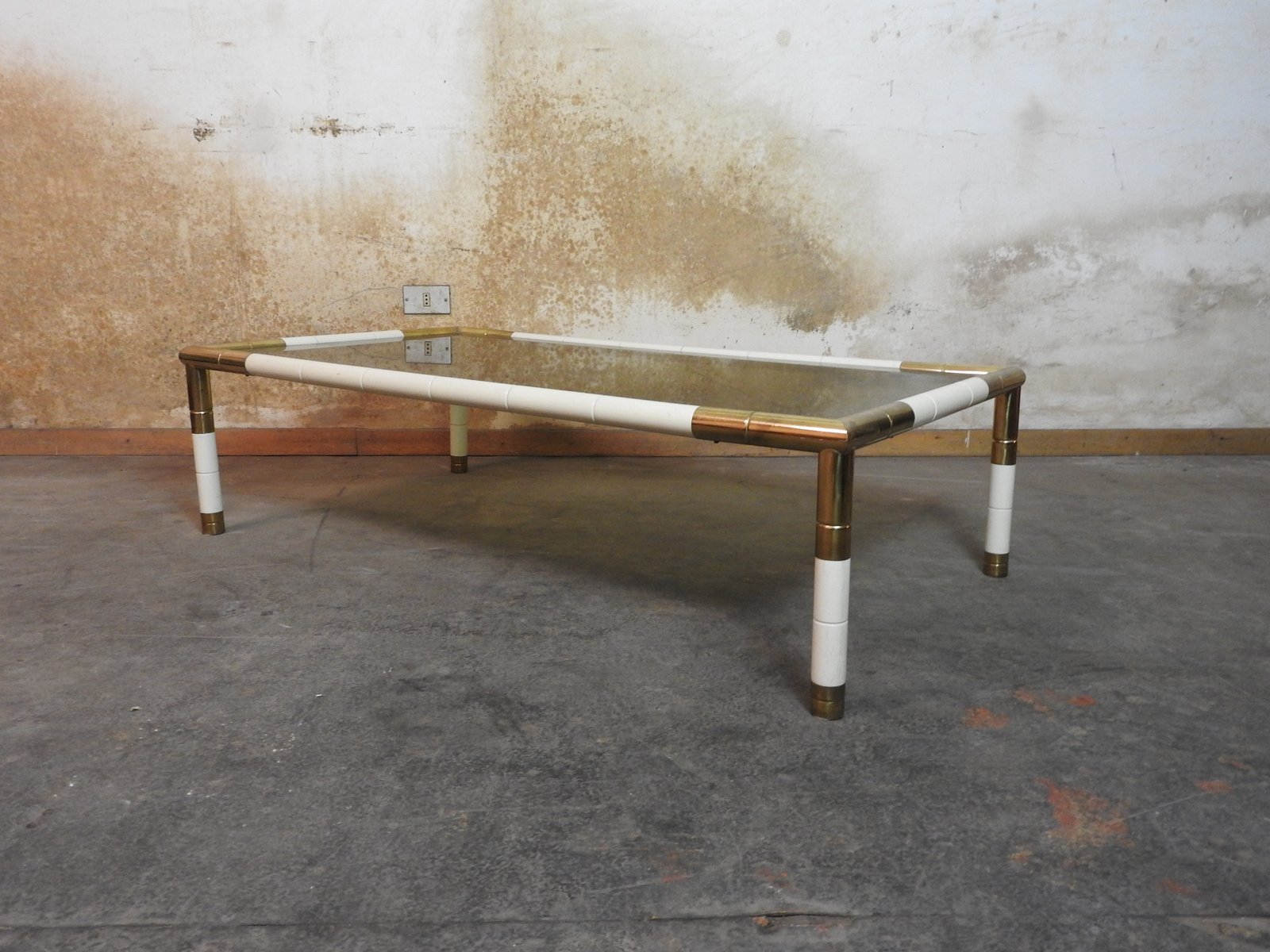 Rectangular Brass and Smoked Glass Coffee Table from Banci, 1970s for