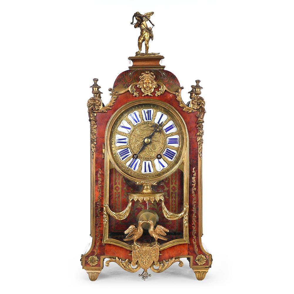 Antique Mechanical Clock in Inlaid Wood for sale at Pamono