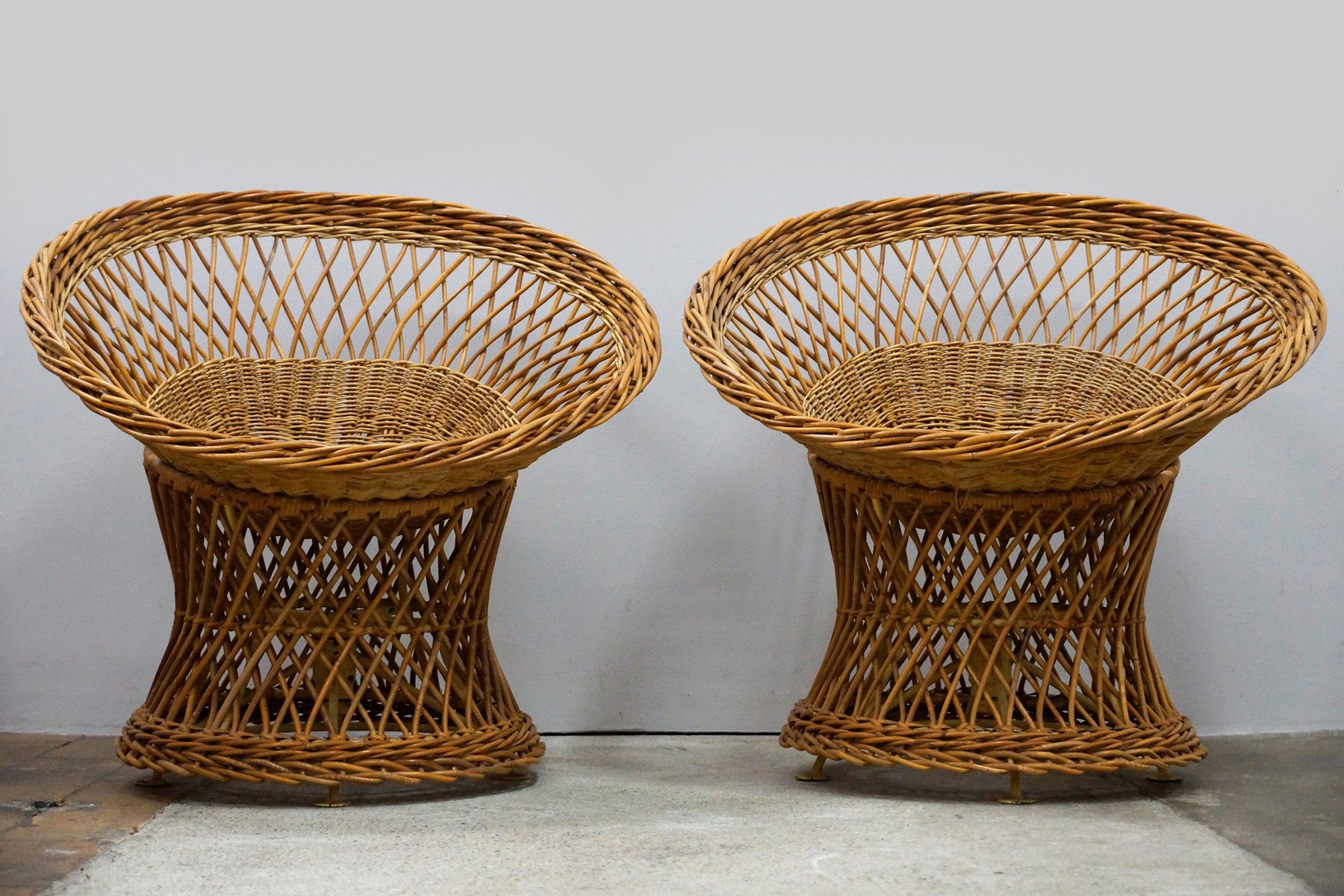 Vintage Wicker Basket Chairs, 1970s, Set of 2 for sale at Pamono
