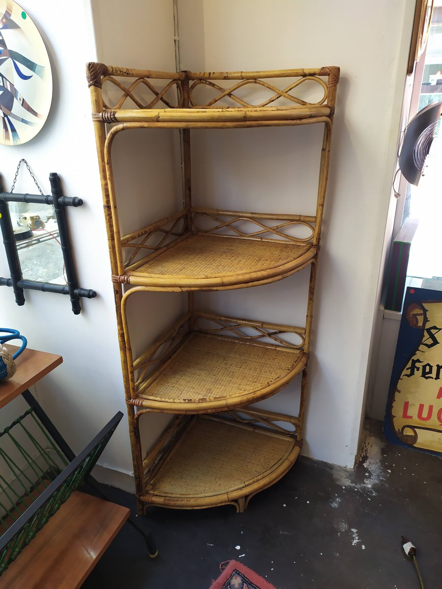 TRDST rattan corner shelf 1960s EAD658755