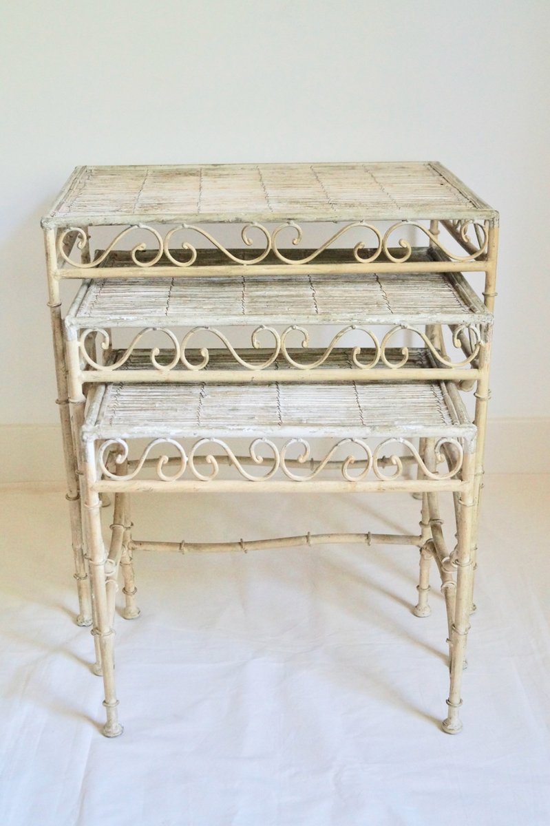 vintage bamboo nesting tables