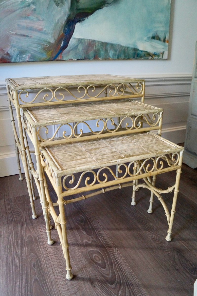 Vintage Faux Bamboo Nesting Tables, Set of 3 for sale at Pamono