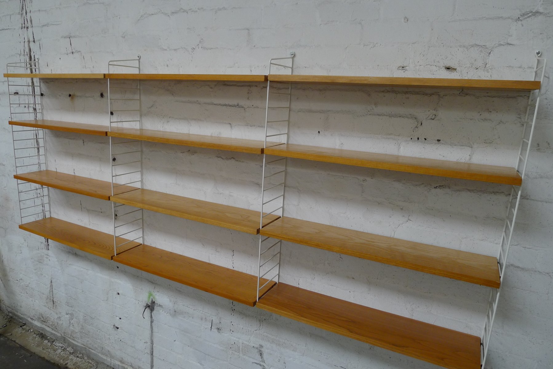 MidCentury Modular Shelf in Ash with White Ladders by Kajsa & Nils