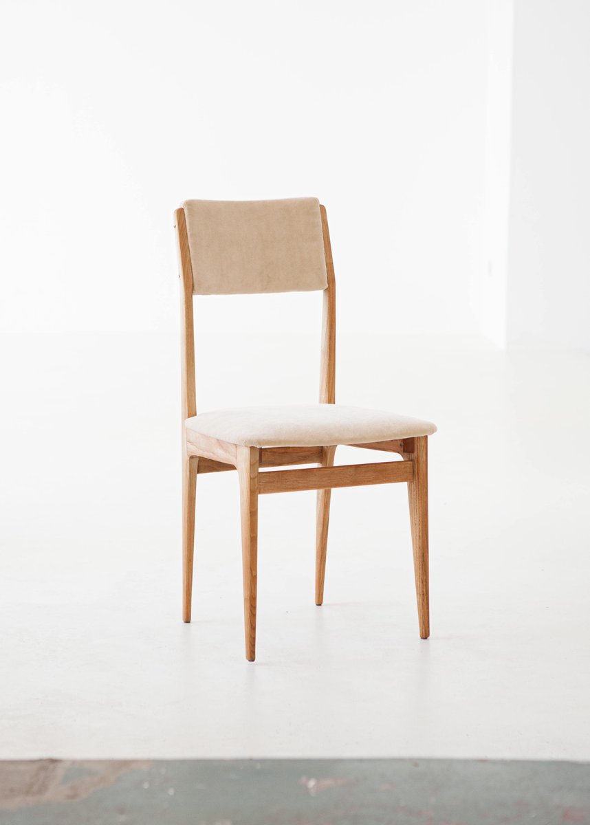 Italienische Esszimmerstühle aus Samt & Eiche, 1950er, 6er ...