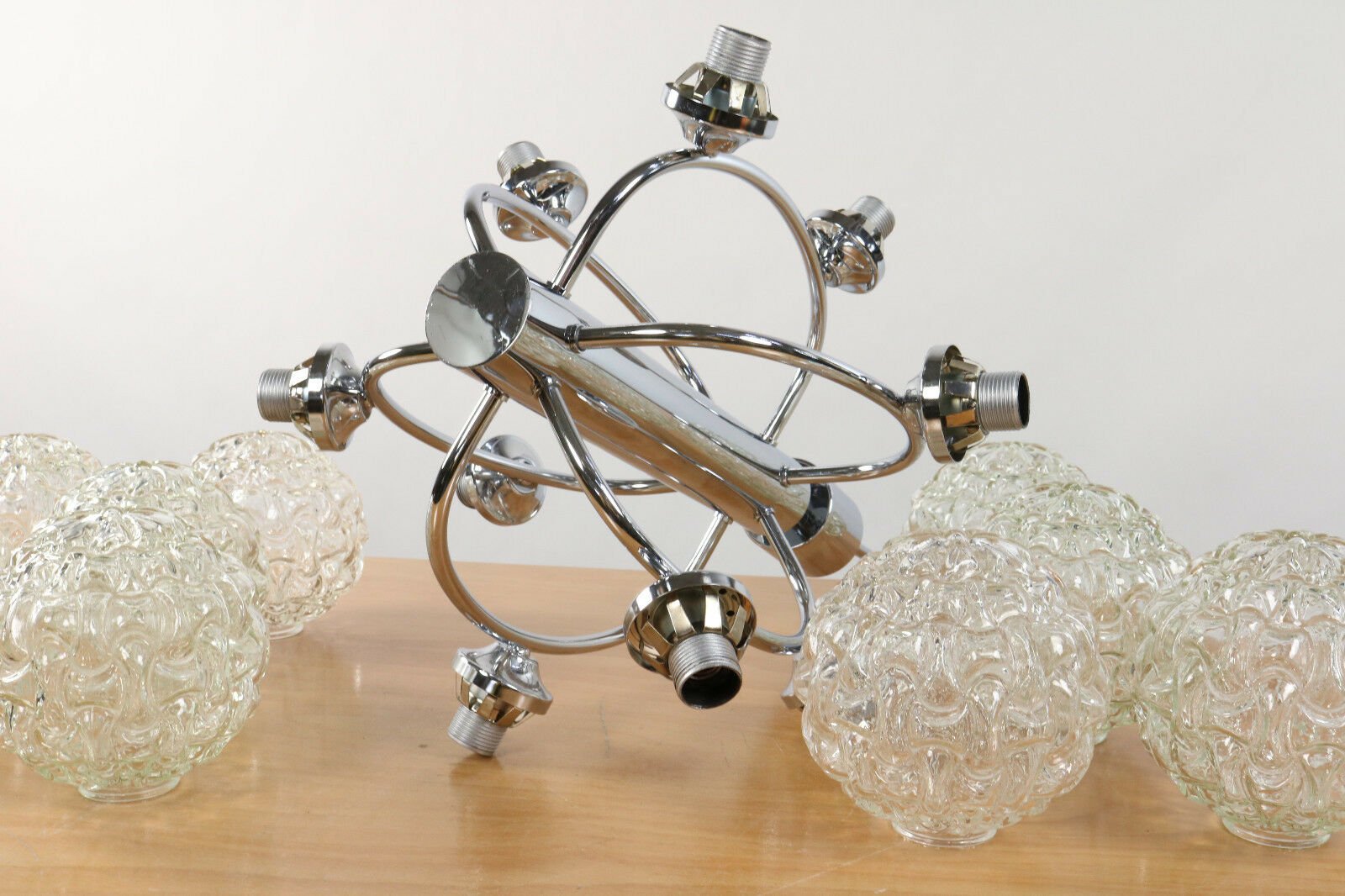 Lampada a sospensione Sputnik vintage sferica in vetro, anni '70 in