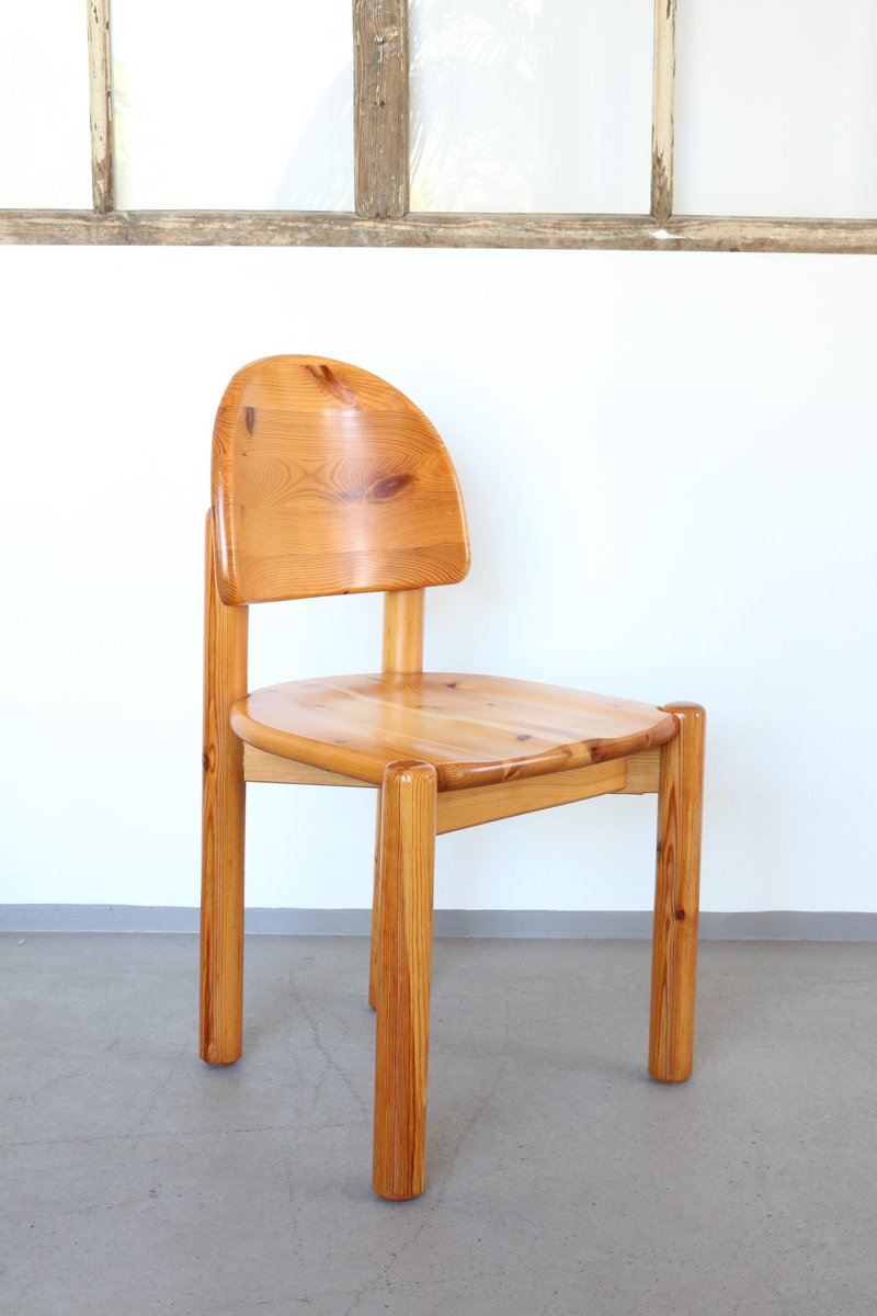 Dänische Vintage Kiefernholz Esszimmerstühle von Rainer Daumiller für
