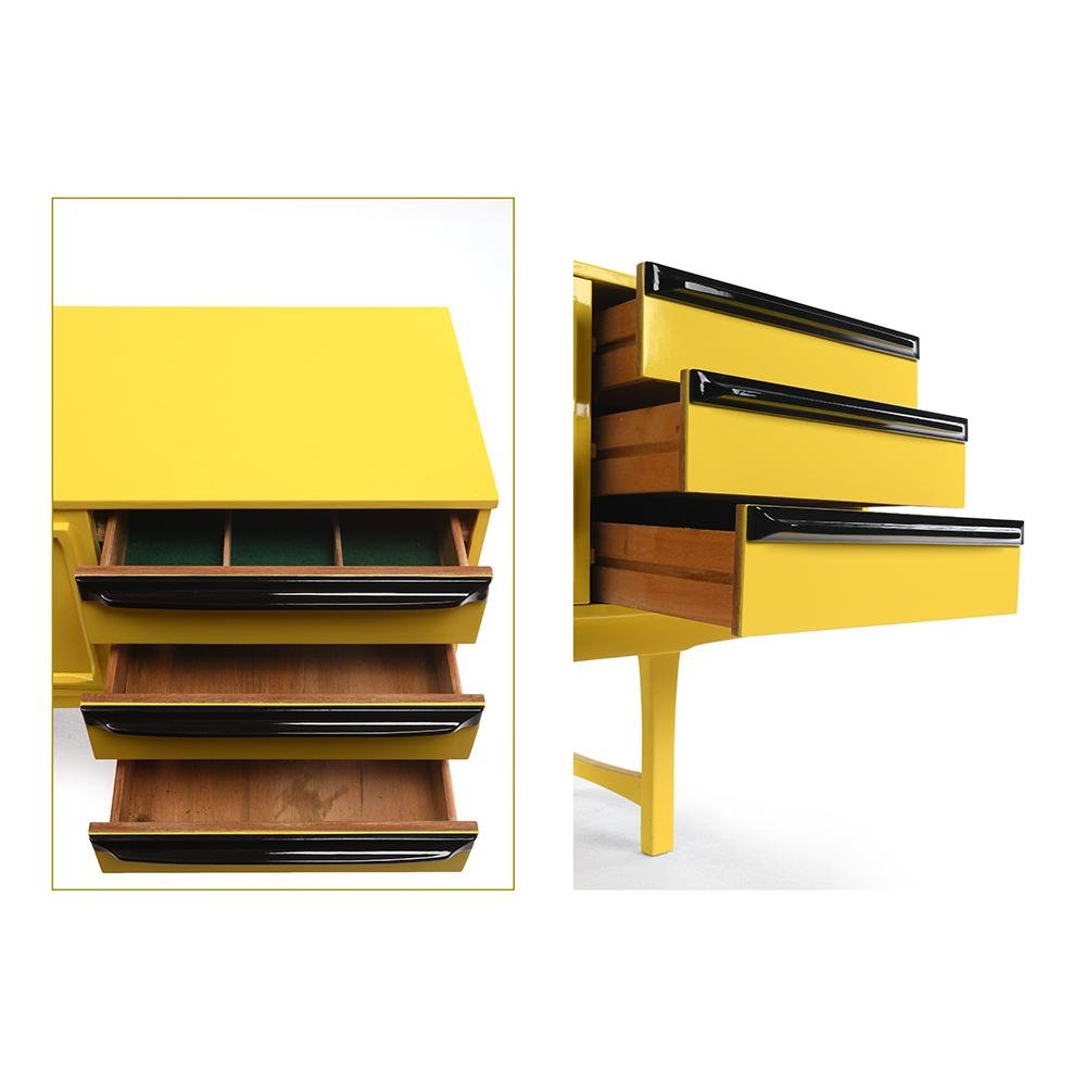 Yellow Lacquered Wood Console Table, 1960s for sale at Pamono