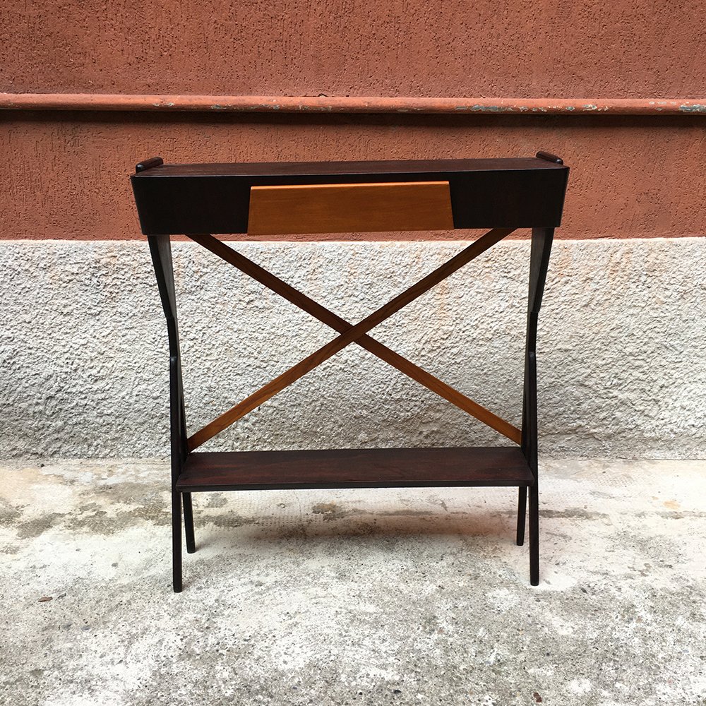 Italian Two Tone Rosewood Console Table With Central Drawer 1950s For Sale At Pamono