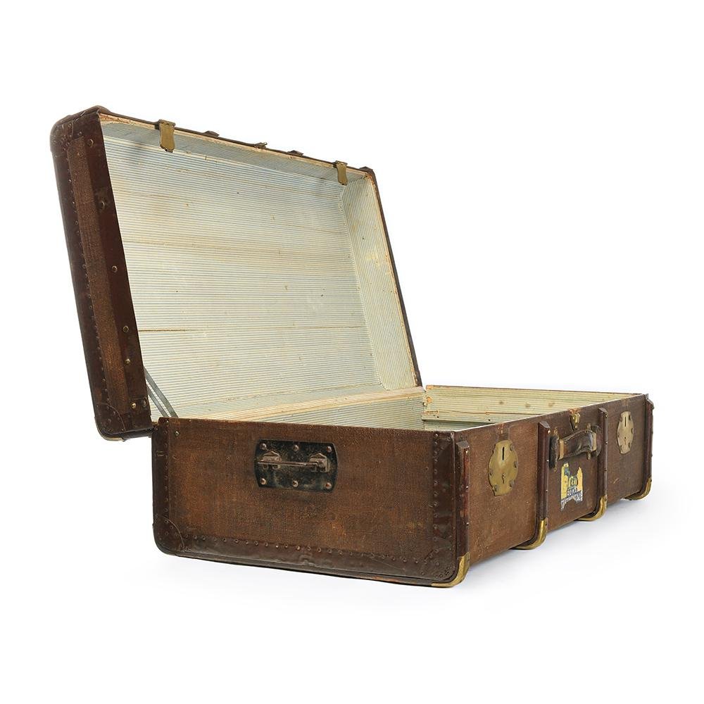 French Wooden Suitcase with Brass Fittings from Soyez Pere, 1920s for
