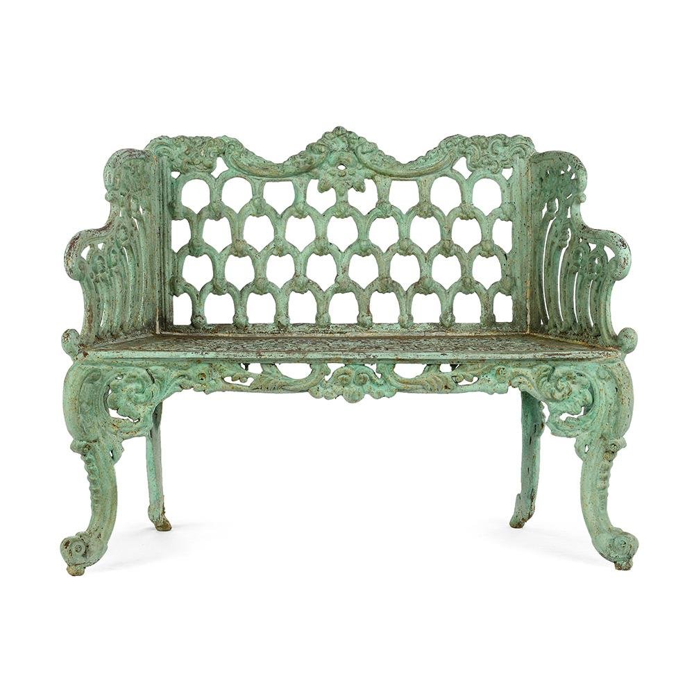 Green Cast Iron Bench, 1940s for sale at Pamono