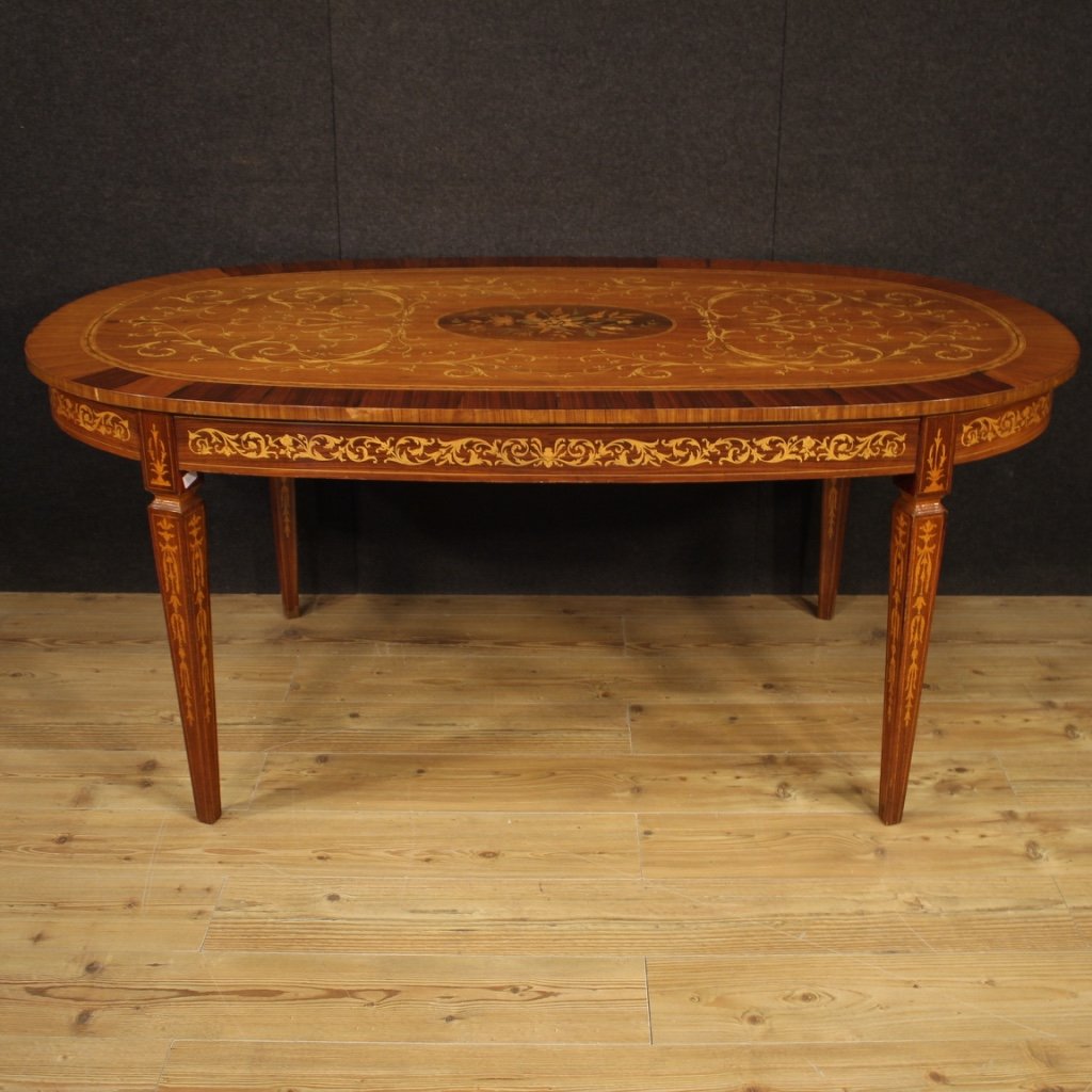 Louis Xvi Style Italian Inlaid Oval Dining Table 1960s For Sale At Pamono