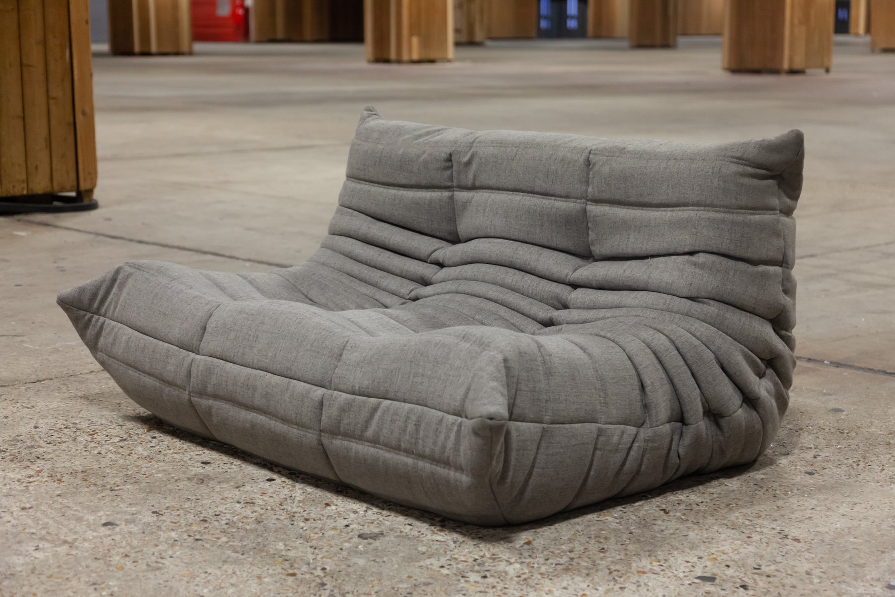 Grey Tissue Togo 2Seat &amp; 3Seat Sofa Set by Michel Ducaroy for Ligne