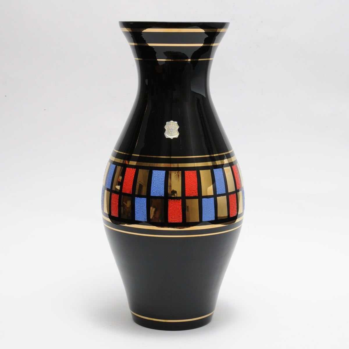 MidCentury German Black Glass Vase from VEB KunstGlas Wasungen, 1950s