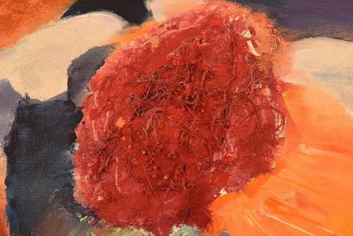 Swedish Oil on Canvas Abstract Composition by Inga Larsson, 1960s for