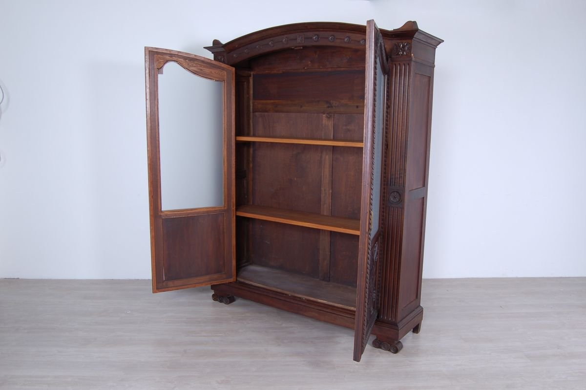 Antique Wood Veneer Wardrobe, 1900s for sale at Pamono