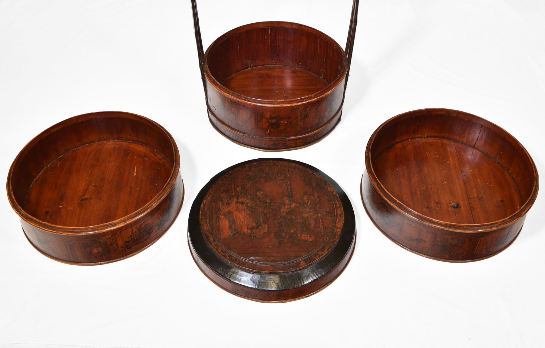 Antique Chinese Bamboo & Wood Wedding Basket for sale at Pamono