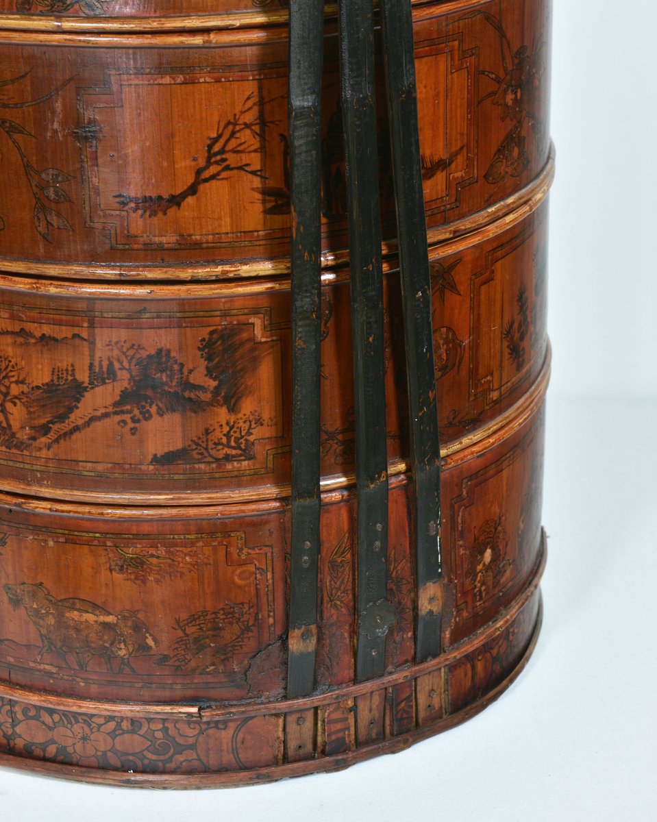 Antique Chinese Bamboo & Wood Wedding Basket for sale at Pamono