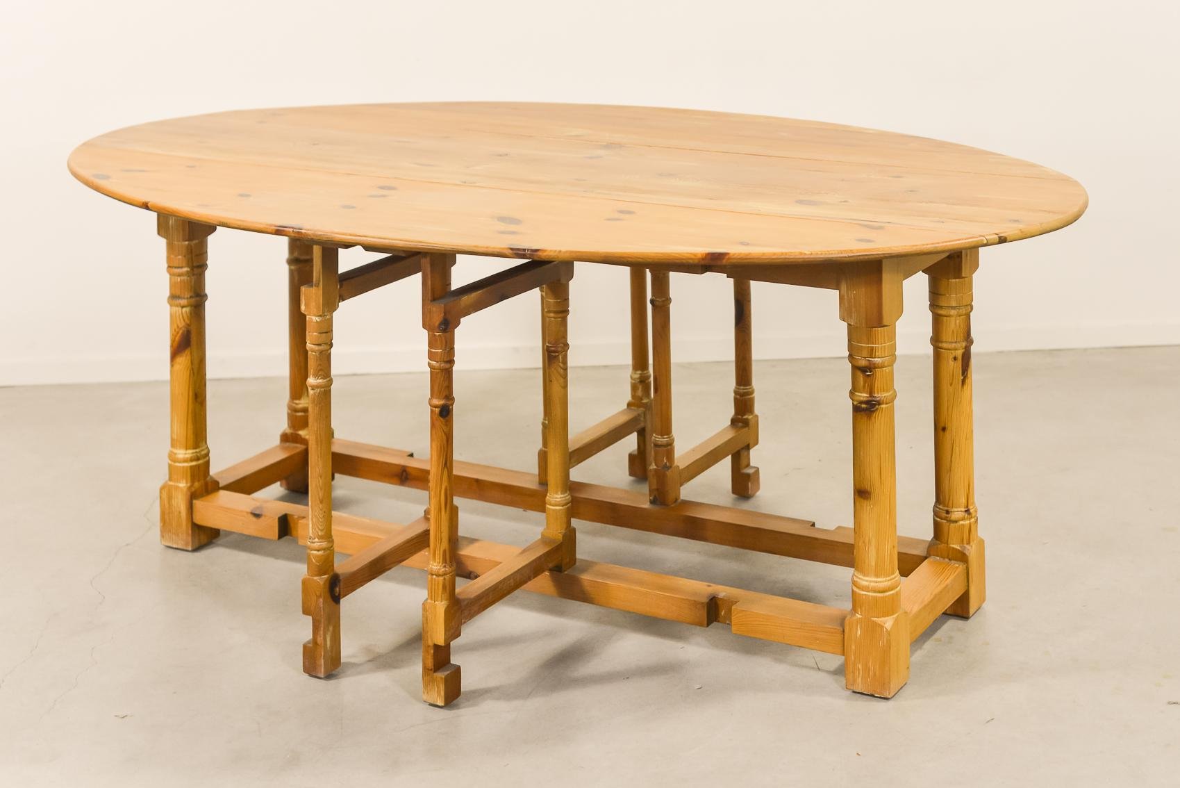 Scandinavian Modern Pine Gateleg Dining Table, 1970s for sale at Pamono