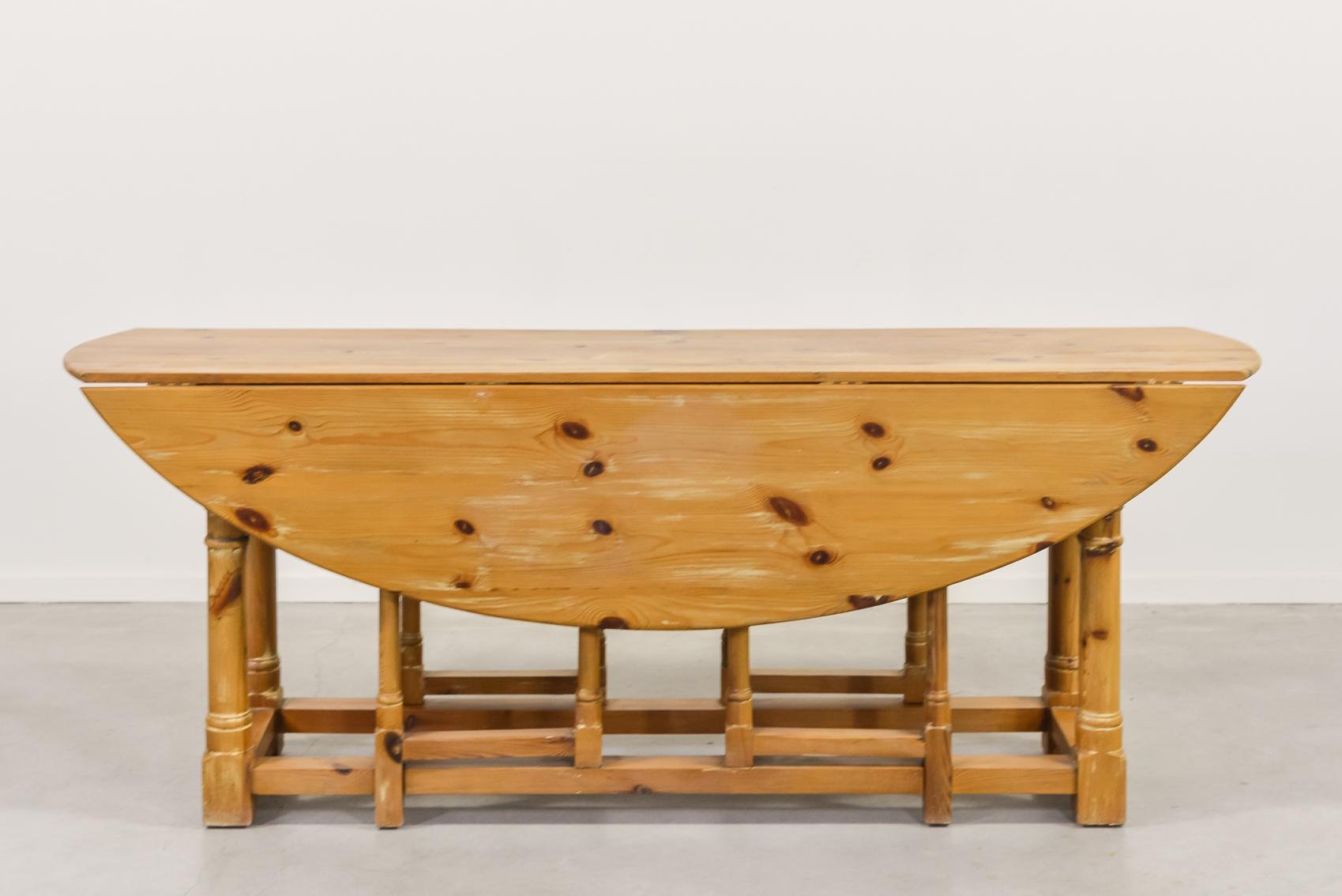 Scandinavian Modern Pine Gateleg Dining Table, 1970s for sale at Pamono