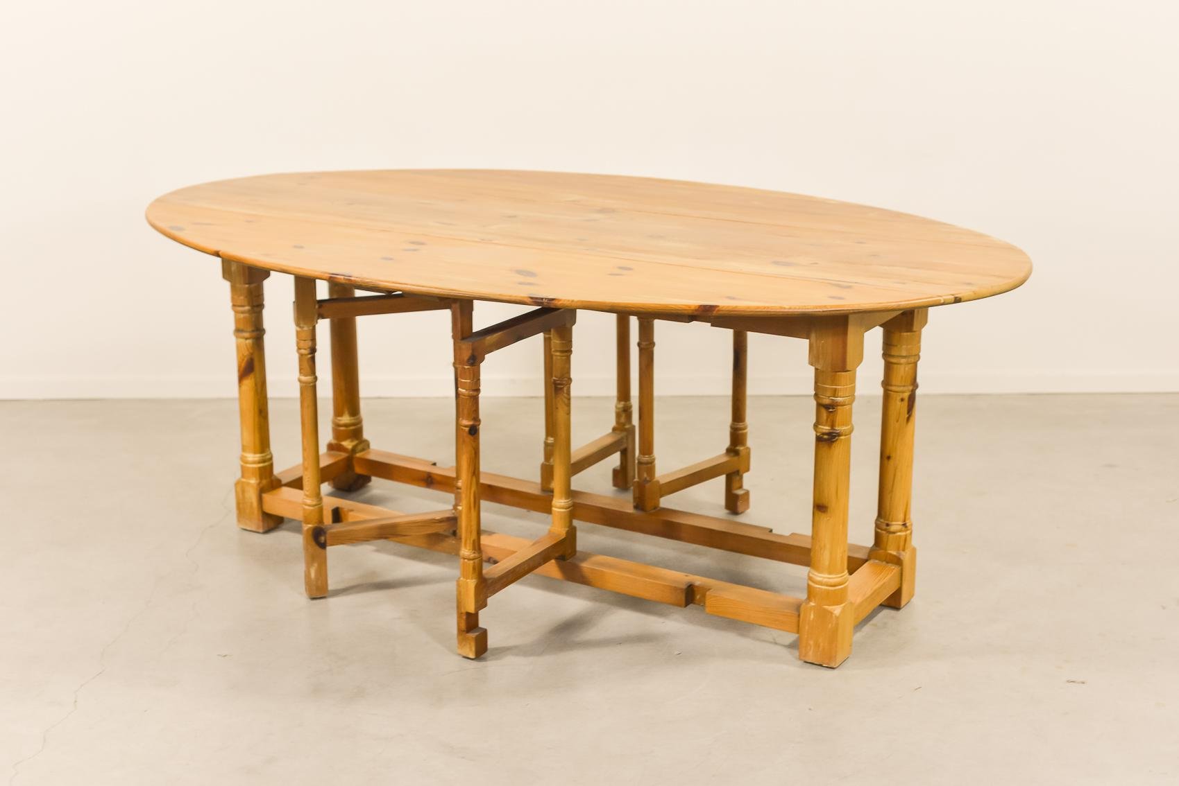 Scandinavian Modern Pine Gateleg Dining Table, 1970s for sale at Pamono