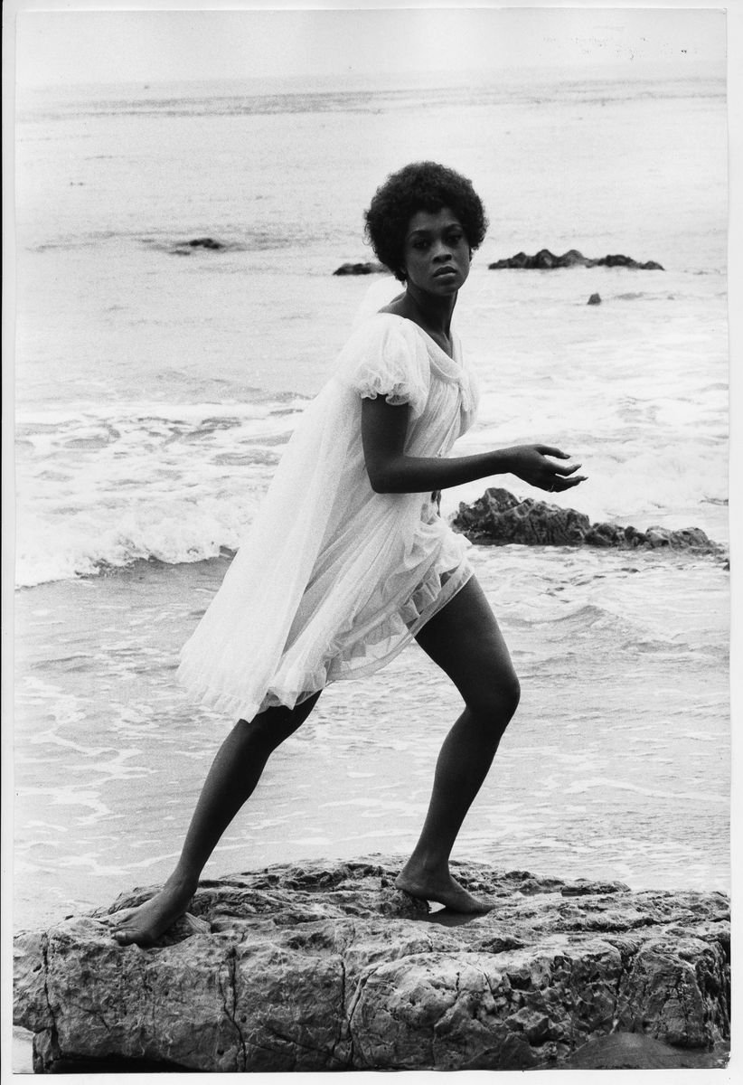 Lola Falana Posing on the Beach Photographed by Frank Dandridge, 1969