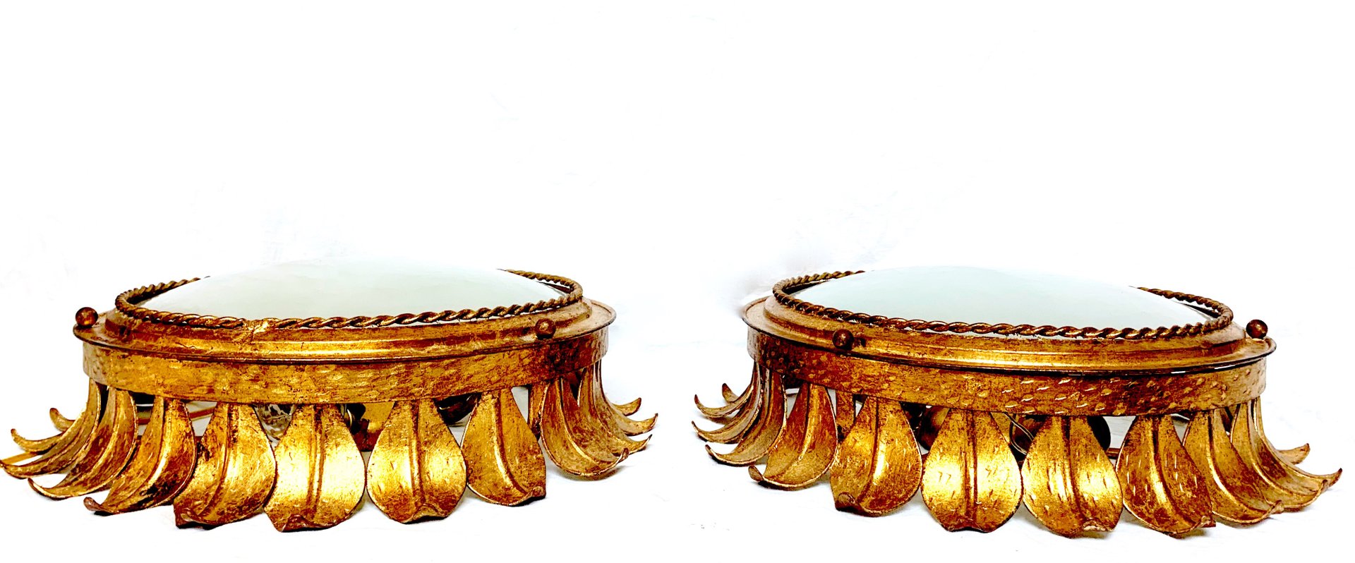 Plafonnier fer forgé et verre Espagne, années 1970