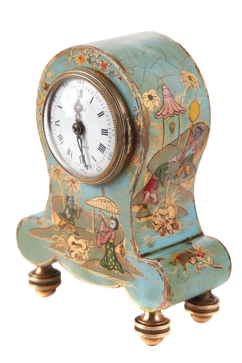 Antique French Japanned Balloon Desk Clock for sale at Pamono
