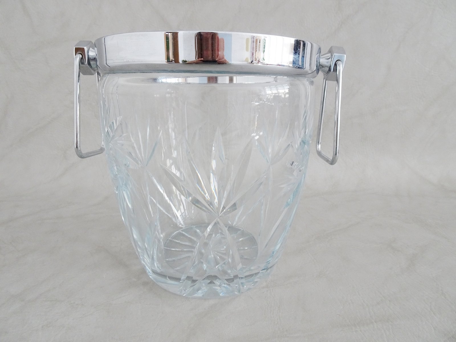 Ancien Seau A Glace Glaçons original verre transparent ciselé relief Vintage 1970 - Arts de la table