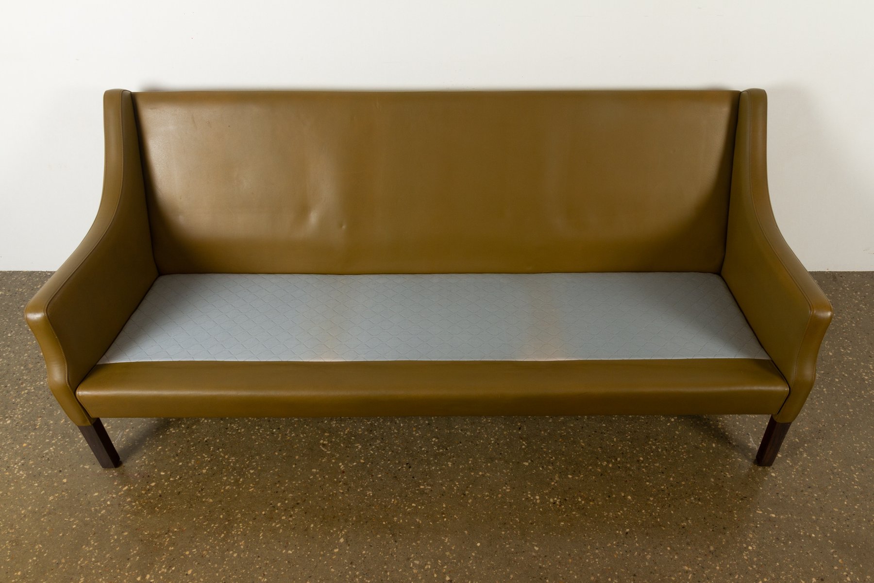 Vintage Danish Olive Green Leather Sofa, 1960s for sale at Pamono