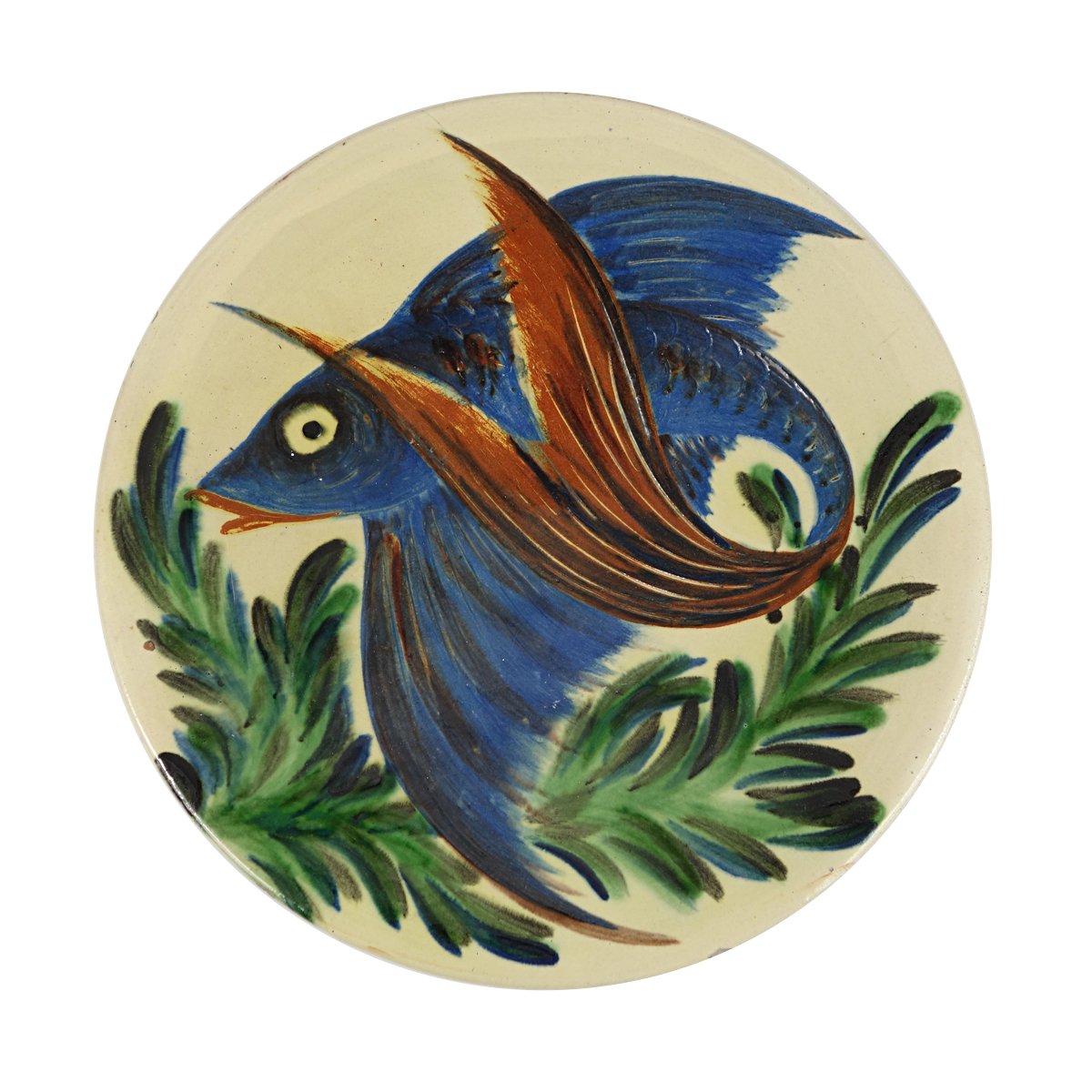 MidCentury Spanish Ceramic Wall Plates with Fish Decor from Puigdemont