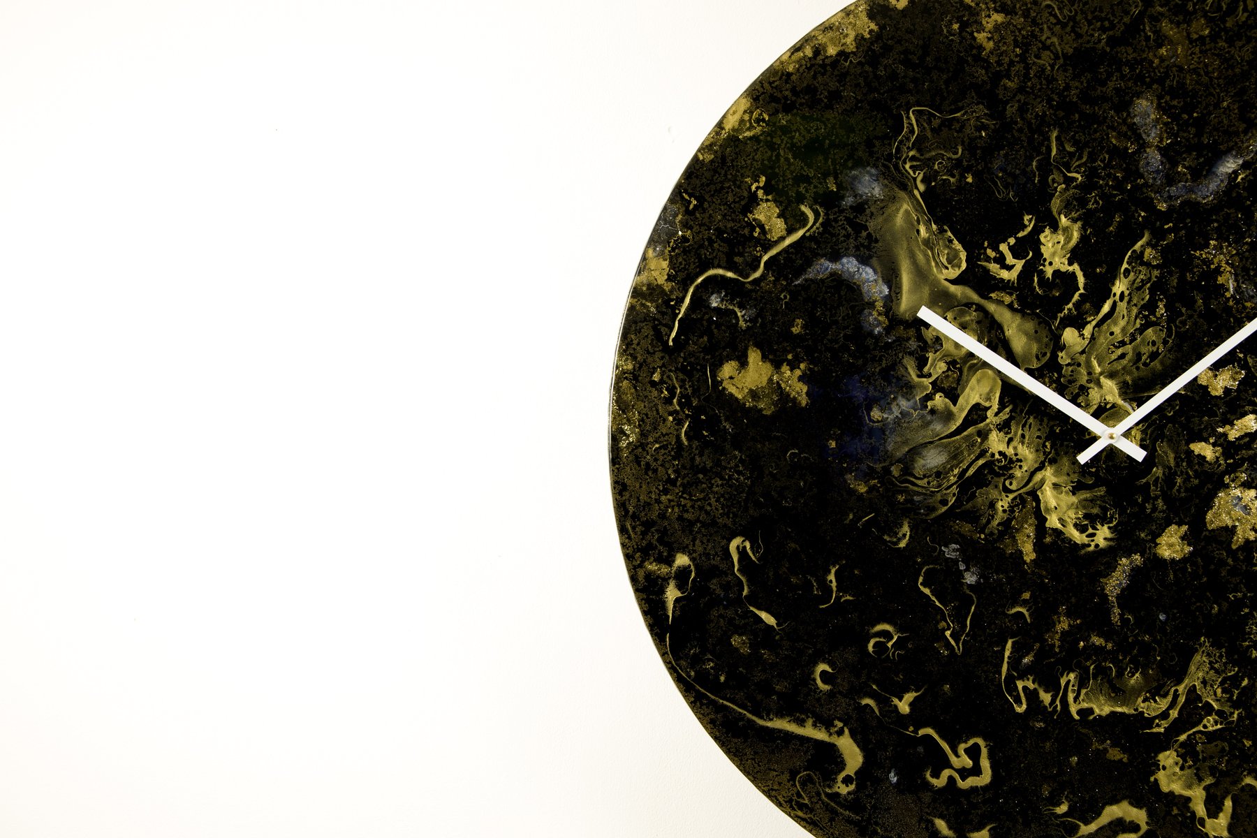 Black and Gold Oversized Wall Clock Glass Wall Art with Lighting by