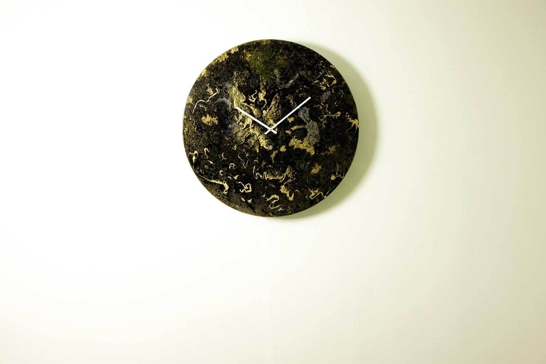 Black and Gold Oversized Wall Clock Glass Wall Art with Lighting by