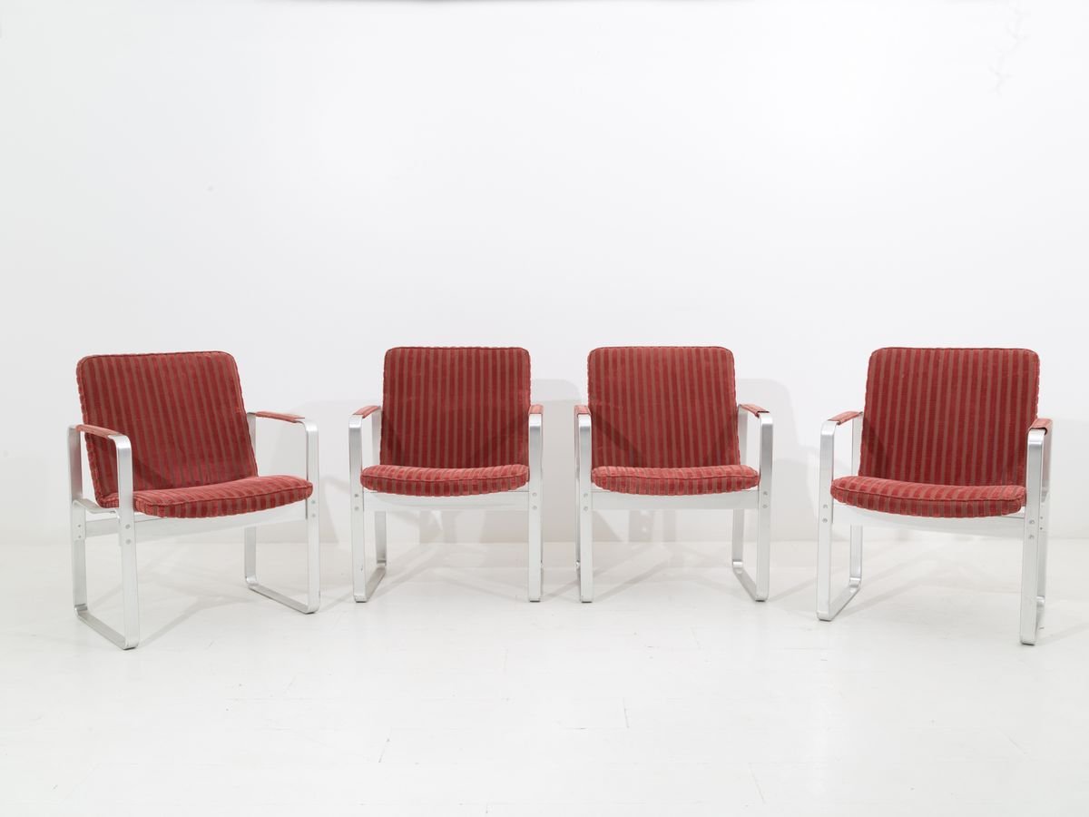 chrome plated steel and fabric lounge chairs by karl erik ekselius 1960s set of 4 YSU-722015