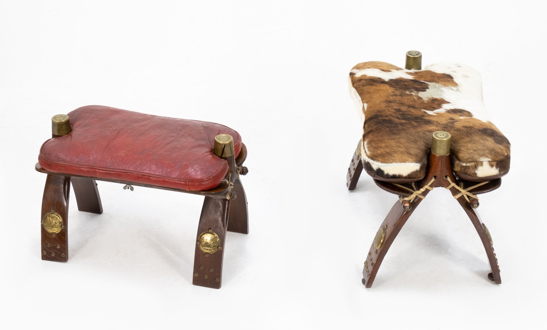 Leather Egyptian Camel Saddle Footstools 1962 Set Of 2 For Sale At Pamono