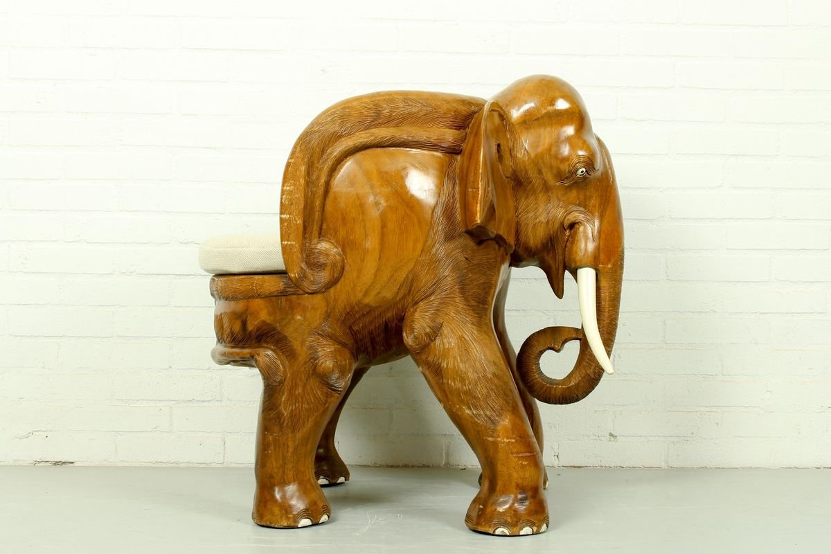 MidCentury Carved Elephant Childrens Chair, 1960s for sale at Pamono
