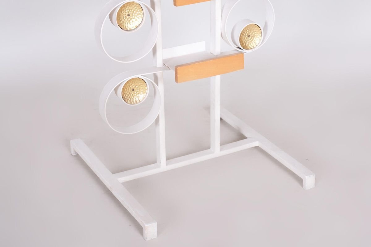 Czech White Metal Room Divider with Brass Details, 1950s for sale at Pamono