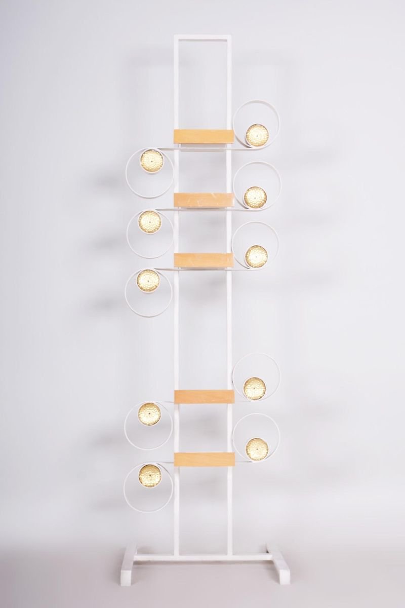 Czech White Metal Room Divider with Brass Details, 1950s for sale at Pamono