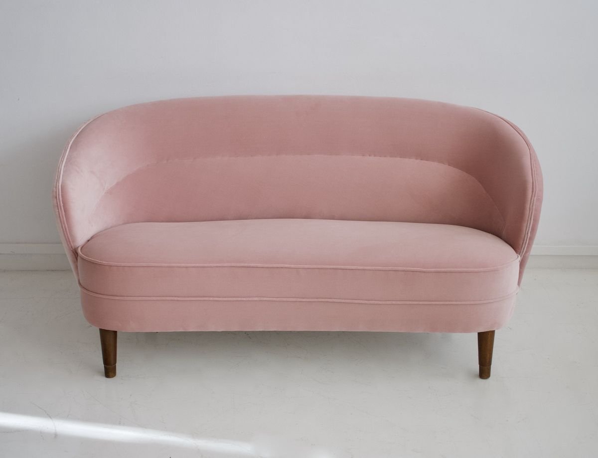 Danisches Sofa Aus Rosa Samt 1940er Bei Pamono Kaufen