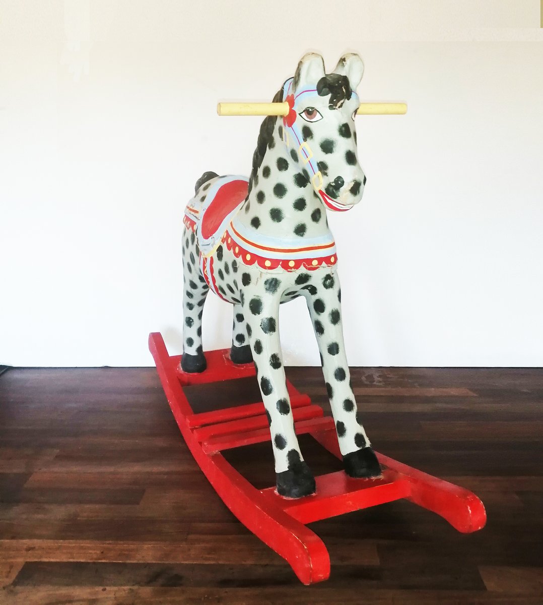 Antique Spanish Mache Paper Rocking Horse for sale at Pamono