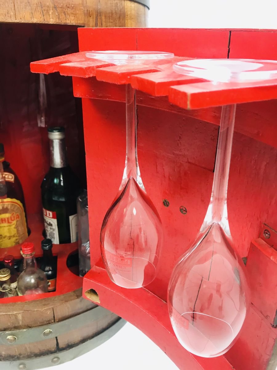 Antique Oak and Brass Barrel Wine or Liquor for sale at Pamono